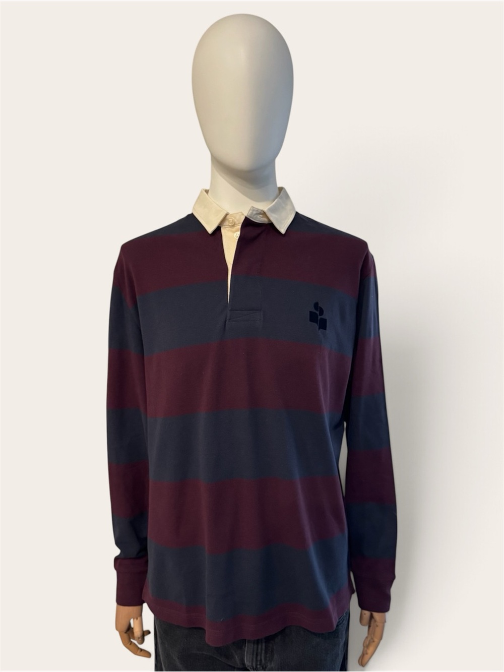 Men's Long Sleeve - Isabel Marant - Navy & Burgundy - Polo - Picture 2 of 9